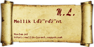 Mellik Lóránt névjegykártya
